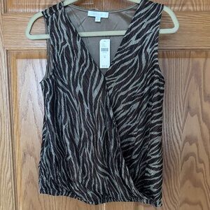 NWT Anthropologie eri + Ali Black and Brown Zebra Print Blouse